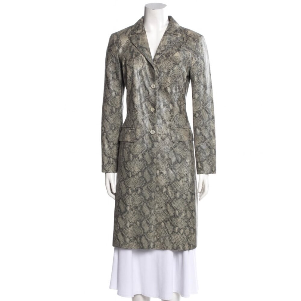 Rare Vintage Genuine Leather Snakeskin Print Coat Women’s M, Adler Collection